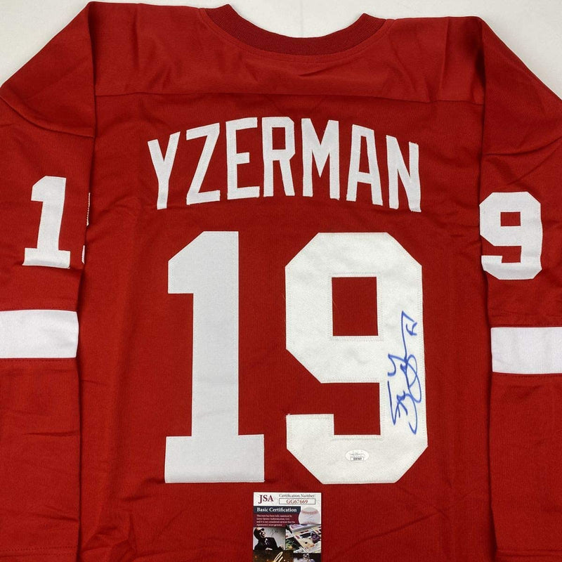 Autographed/Signed Steve Yzerman Detroit Red Hockey Jersey JSA COA