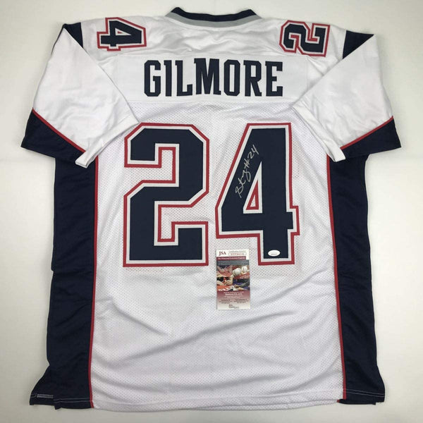 Autographed/Signed Stephon Gilmore New England White Football Jersey JSA COA