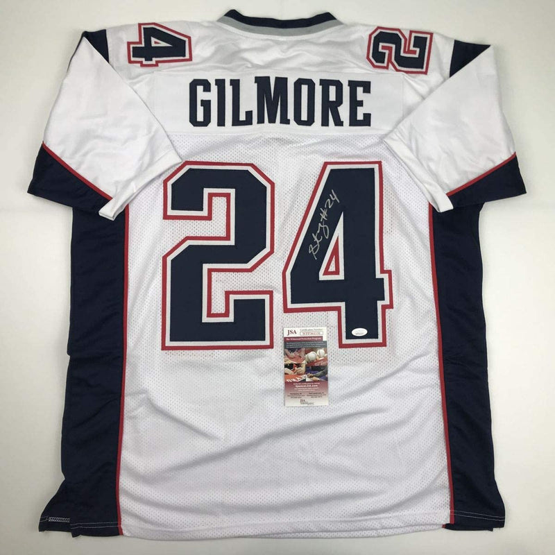 Autographed/Signed Stephon Gilmore New England White Football Jersey JSA COA