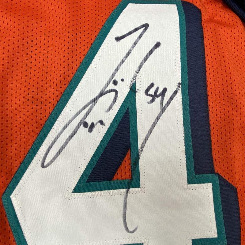 Autographed/Signed Zach Thomas Miami Orange Football Jersey JSA COA