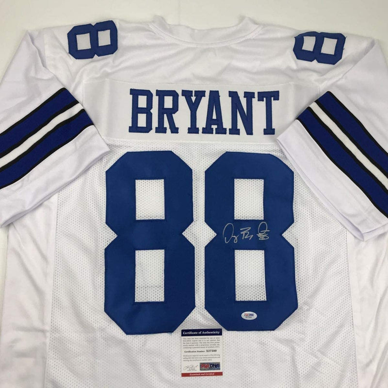Autographed/Signed Dez Bryant Dallas White Football Jersey PSA/DNA COA