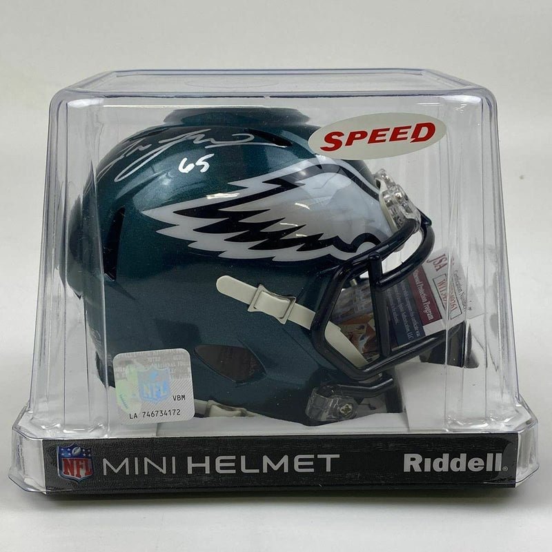 Autographed/Signed Lane Johnson Philadelphia Eagles Mini Football Helmet JSA COA