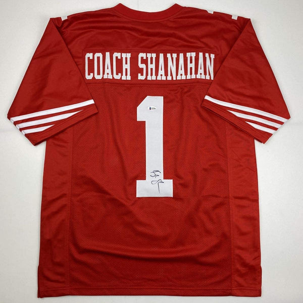 Autographed/Signed Kyle Shanahan Coach San Francisco Red Football Jersey Beckett BAS COA