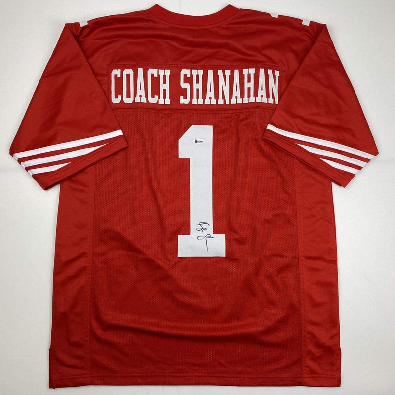 Autographed/Signed Kyle Shanahan Coach San Francisco Red Football Jersey Beckett BAS COA