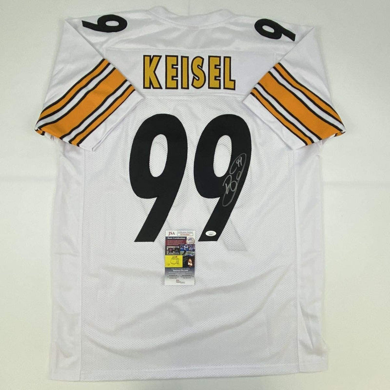Autographed/Signed Brett Keisel Pittsburgh White Football Jersey JSA COA