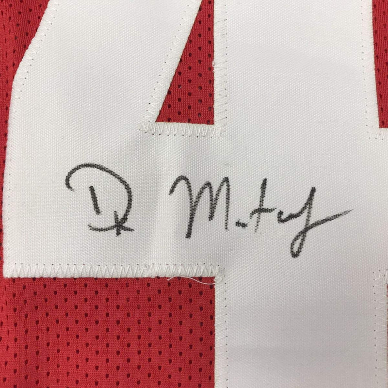 Autographed/Signed DK D.K. Metcalf Ole Miss Red College Football Jersey JSA COA