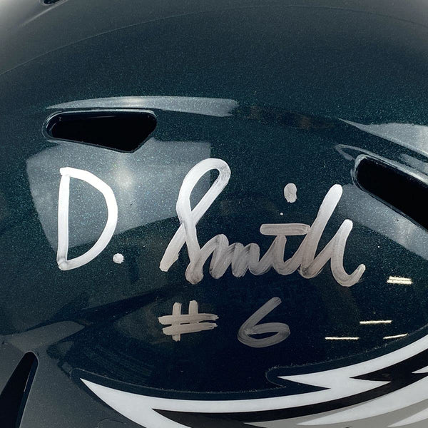 Autographed/Signed DeVonta Smith Philadelphia Eagles Full Size FS F/S Replica Football Helmet JSA COA