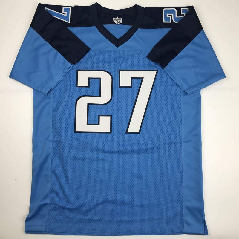 Autographed/Signed Eddie George Tennessee Powder Blue Football Jersey Beckett BAS COA