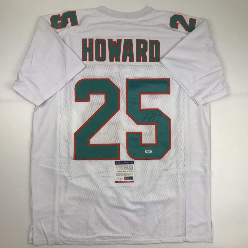 Autographed/Signed Xavien Howard Miami White Football Jersey PSA/DNA COA