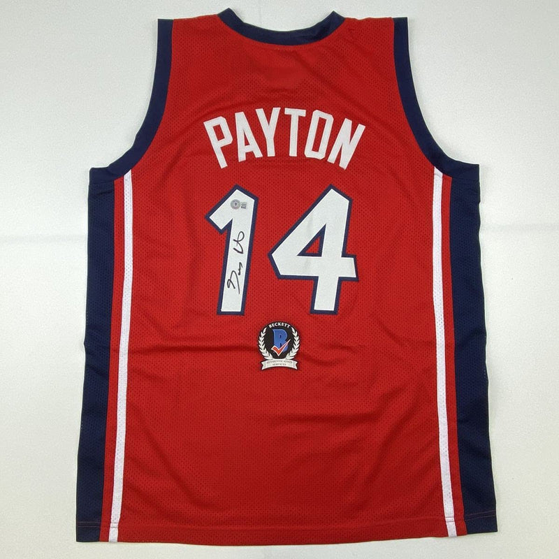 Autographed/Signed Gary Payton USA United States Red Olympic Basketball Jersey Beckett BAS COA