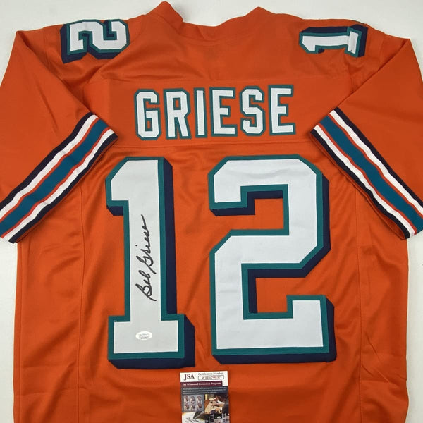 Autographed/Signed Bob Griese Miami Orange Football Jersey JSA COA