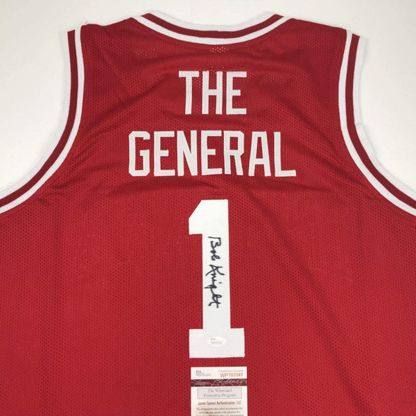 Autographed/Signed Bobby Bob Knight The General Indiana Hoosiers Red Basketball Jersey JSA COA