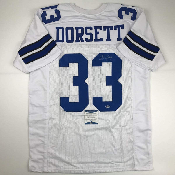 Autographed/Signed Tony Dorsett Dallas White Football Jersey Beckett BAS COA