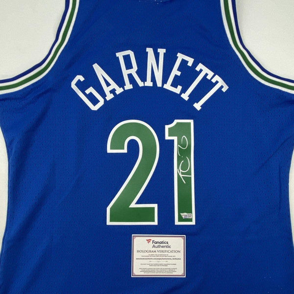 Autographed/Signed Kevin Garnett Minnesota Timberwolves Blue Authentic Mitchell & Ness Basketball Jersey Fanatics COA