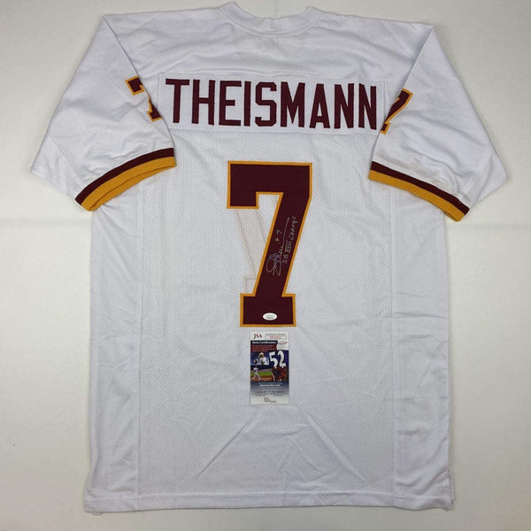 Autographed/Signed Joe Theismann SB XVII Champs Washington White Football Jersey JSA COA