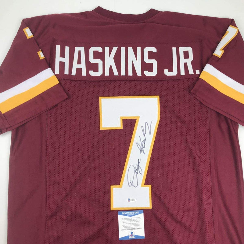 Autographed/Signed Dwayne Haskins Jr. Washington Burgundy Football Jersey Beckett BAS COA