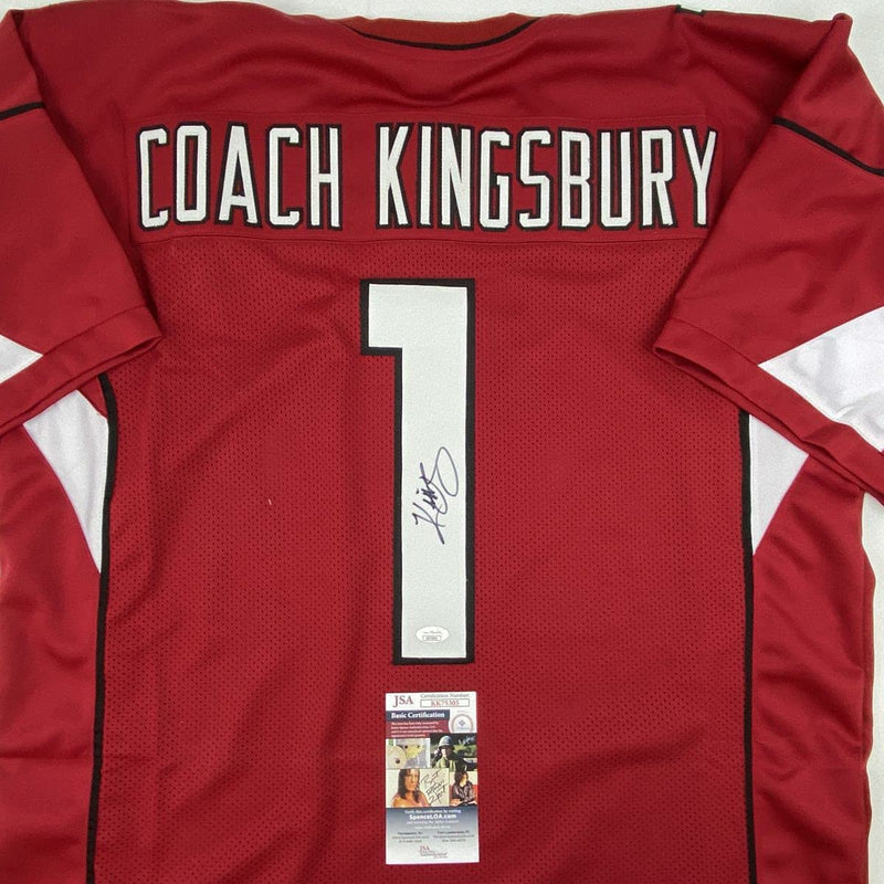 Autographed/Signed Kliff Kingsbury Head Coach Arizona Red Football Jersey JSA COA