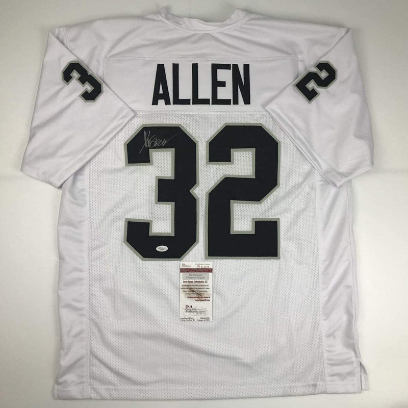 Autographed/Signed Marcus Allen Oakland White Football Jersey JSA COA