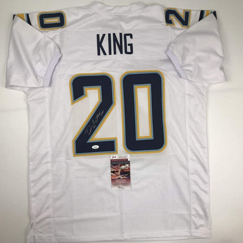 Autographed/Signed Desmond King Los Angeles LA White Football Jersey JSA COA