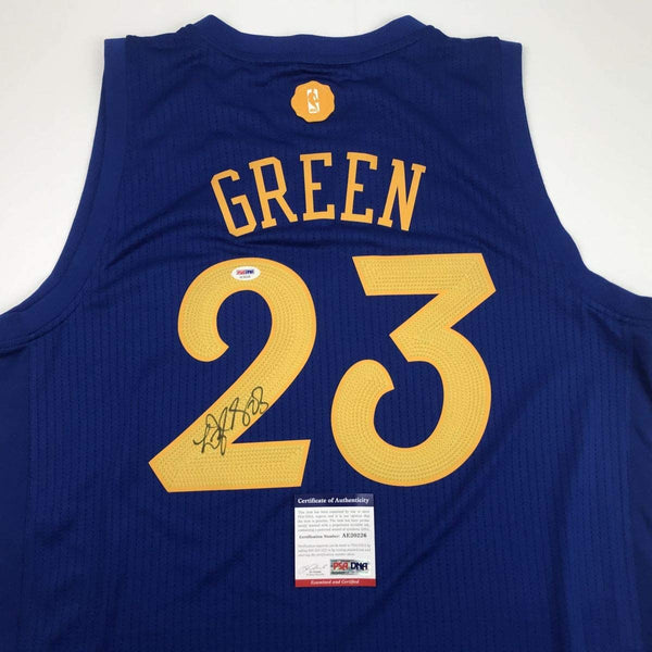 Autographed/Signed Draymond Green Golden State Christmas Blue Basketball Jersey PSA/DNA COA