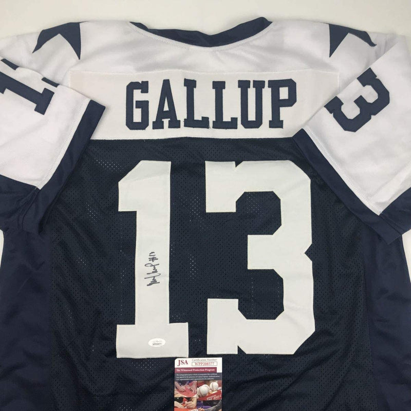 Autographed/Signed Michael Gallup Dallas Thanksgiving Day Football Jersey JSA COA