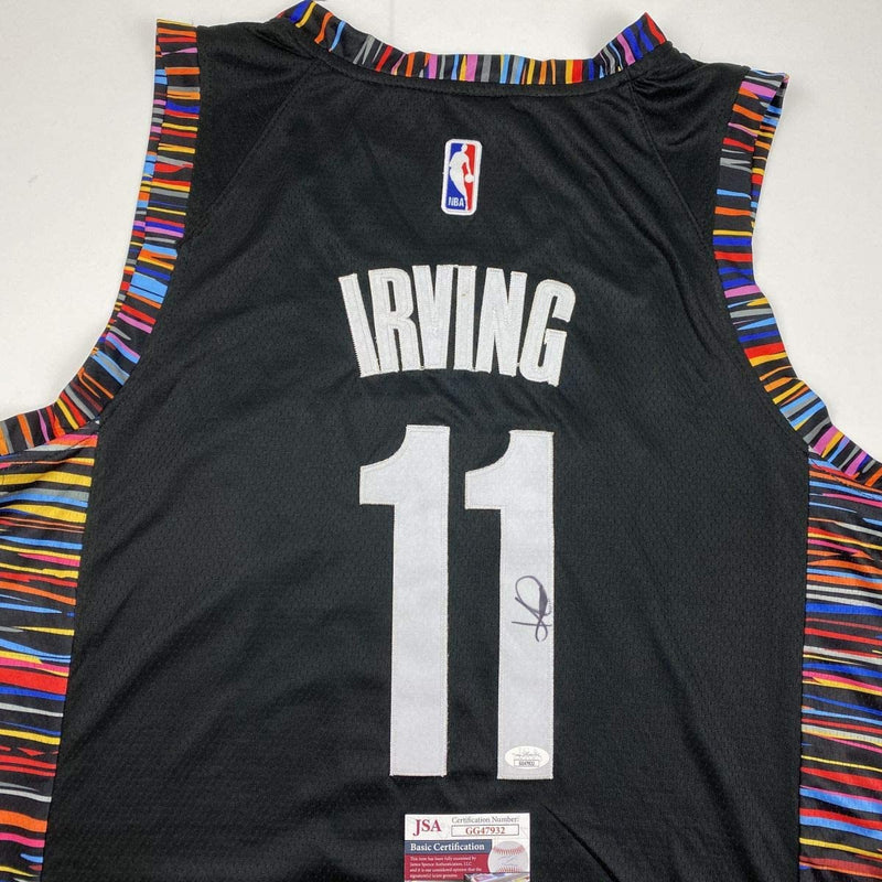 Autographed/Signed Kyrie Irving Brooklyn Black City Basketball Jersey JSA COA