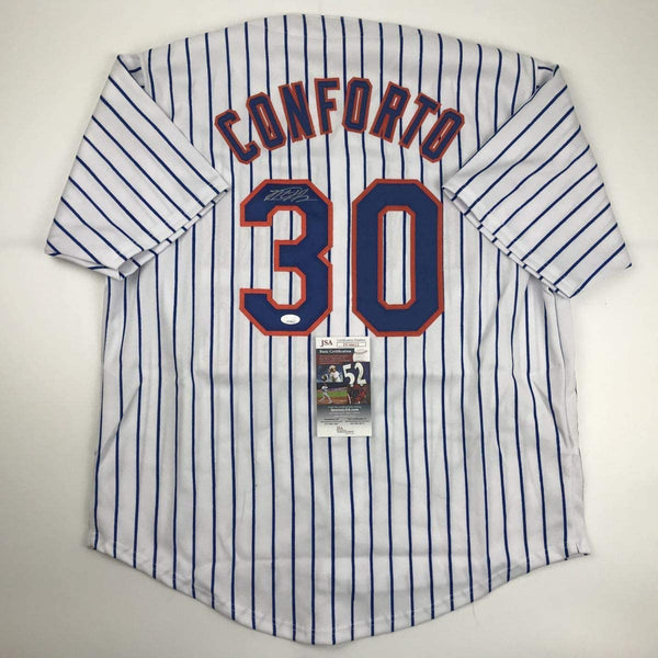Autographed/Signed Michael Conforto New York NY Pinstripe Baseball Jersey JSA COA