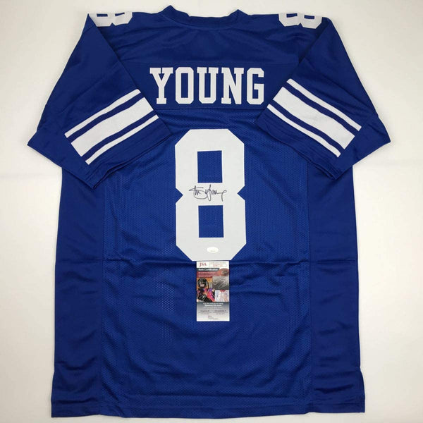Autographed/Signed Steve Young Brigham Young BYU Blue College Football Jersey JSA COA