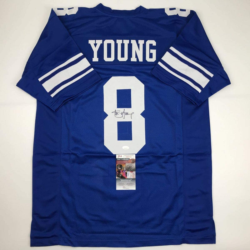 Autographed/Signed Steve Young Brigham Young BYU Blue College Football Jersey JSA COA