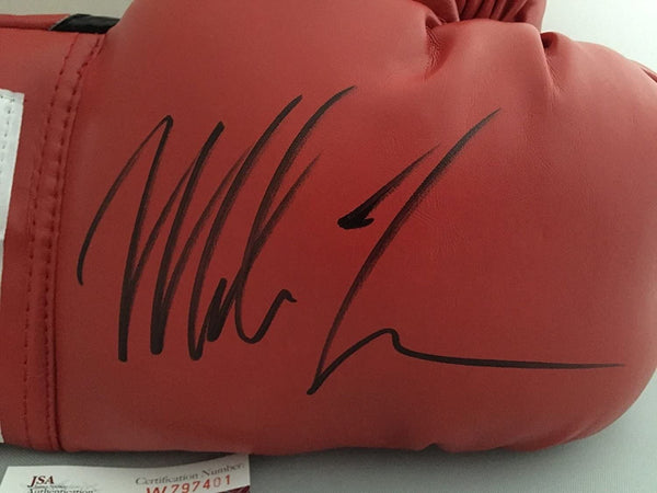 Autographed/Signed Mike Tyson Red Everlast Boxing Glove JSA COA