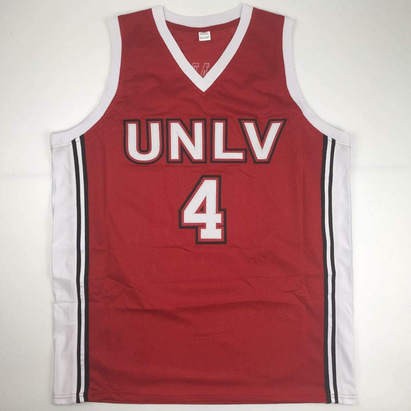 Autographed/Signed Larry Johnson UNLV Red College Basketball Jersey PSA/DNA COA