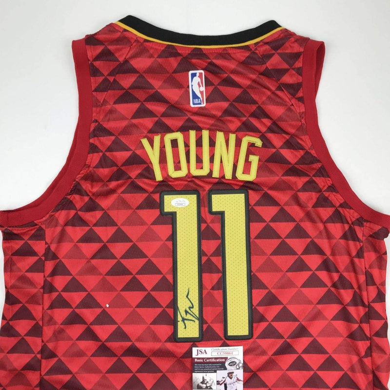 Autographed/Signed Trae Young Atlanta Red Basketball Jersey JSA COA