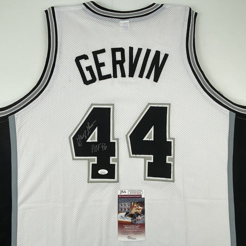 Autographed/Signed George Gervin HOF 96 San Antonio White Basketball Jersey JSA COA