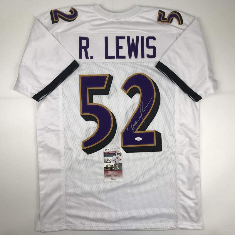 Autographed/Signed Ray Lewis Baltimore White Football Jersey JSA COA