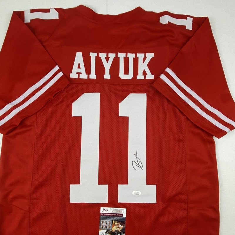 Autographed/Signed Brandon Aiyuk San Francisco Red Football Jersey JSA COA