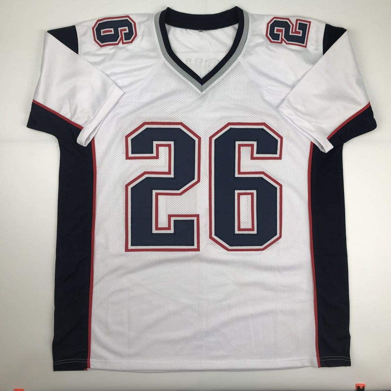 Autographed/Signed Sony Michel New England White Football Jersey JSA COA
