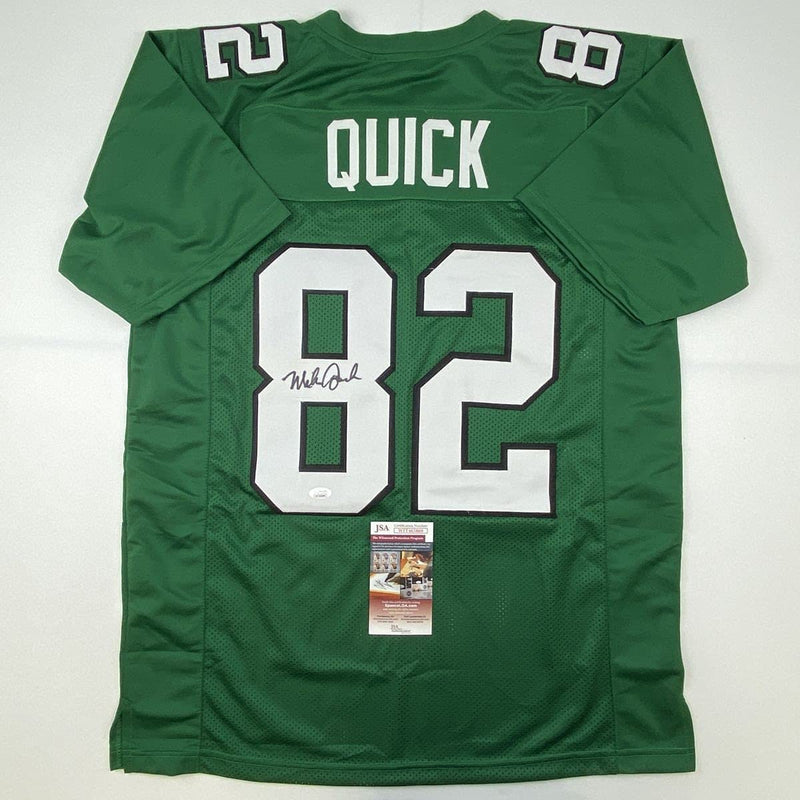 Autographed/Signed Mike Quick Philadelphia Kelly Green Football Jersey JSA COA