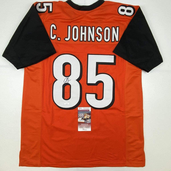 Autographed/Signed Chad Johnson Ochocinco Cincinnati Orange Football Jersey JSA COA