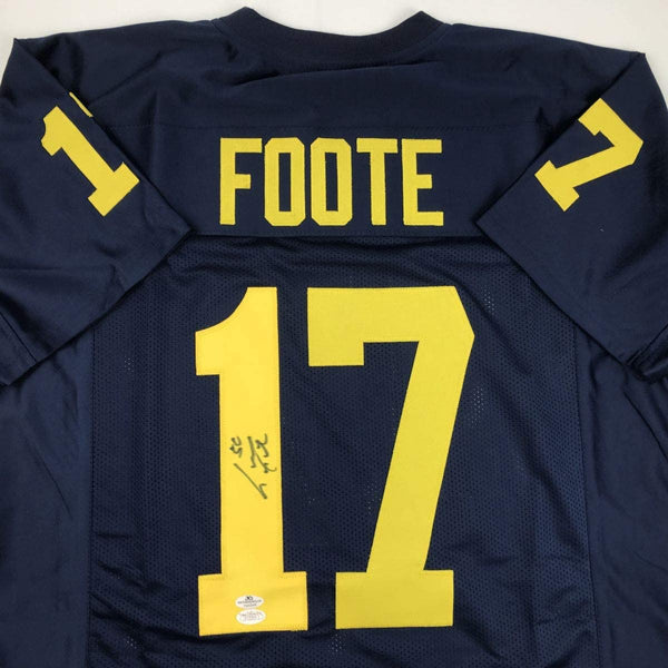 Autographed/Signed Larry Foote Michigan Blue College Football Jersey JSA COA Holo Only