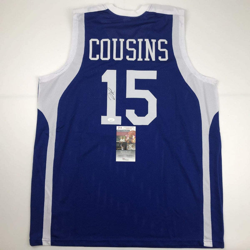 Autographed/Signed DeMarcus Cousins Kentucky Blue College Basketball Jersey JSA COA
