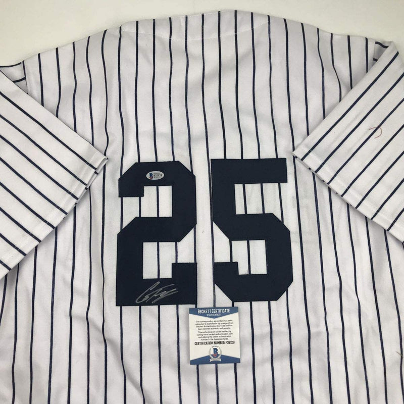 Autographed/Signed Gleyber Torres #25 New York Pinstripe Custom Baseball Jersey Beckett BAS COA