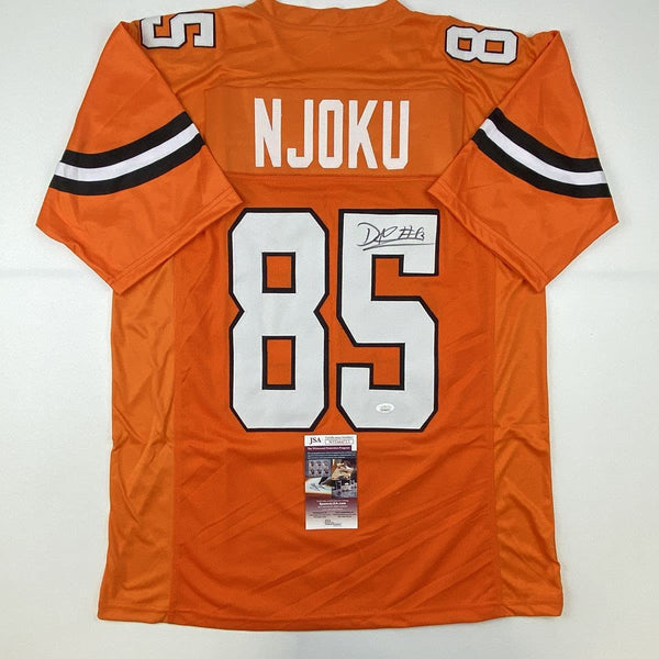 Autographed/Signed David Njoku Cleveland Football Orange Jersey JSA COA