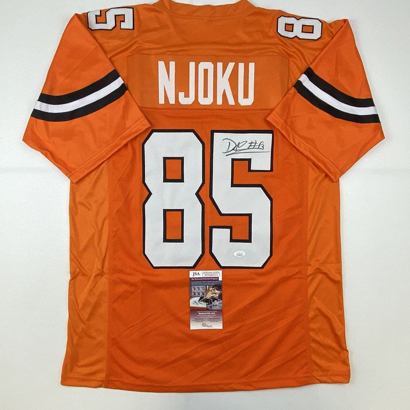 Autographed/Signed David Njoku Cleveland Football Orange Jersey JSA COA