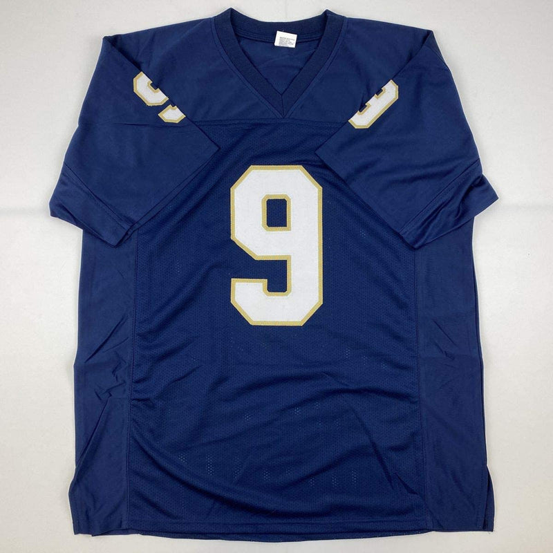 Autographed/Signed Tony Rice Notre Dame Blue College Football Jersey JSA COA