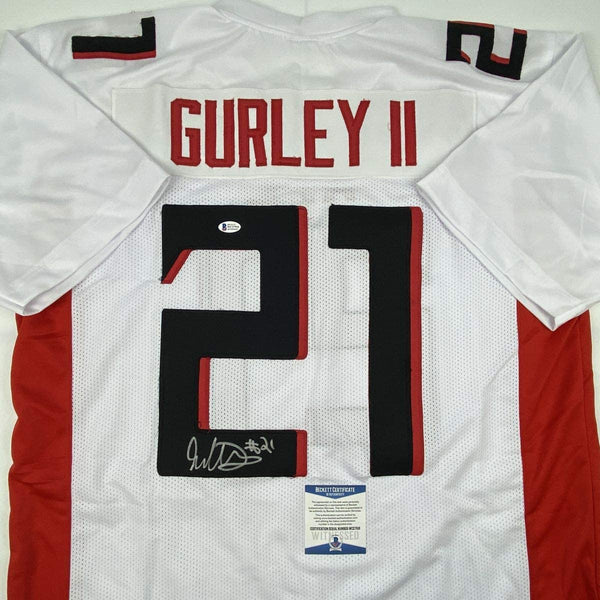 Autographed/Signed Todd Gurley II Atlanta White Football Jersey Beckett BAS COA