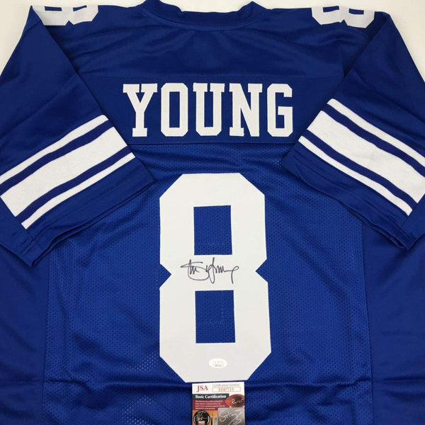 Autographed/Signed Steve Young Brigham Young BYU Blue College Football Jersey JSA COA