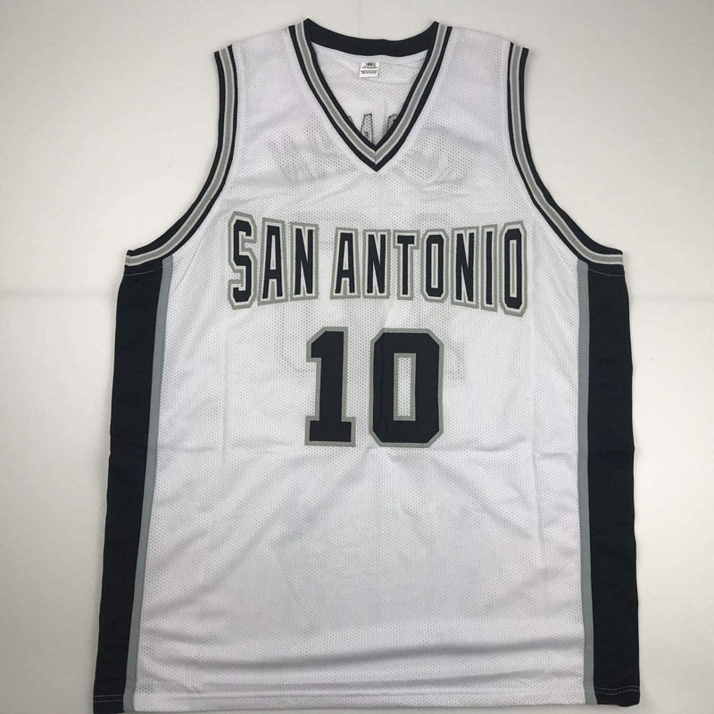 Autographed/Signed Dennis Rodman San Antonio White Basketball Jersey Beckett BAS COA
