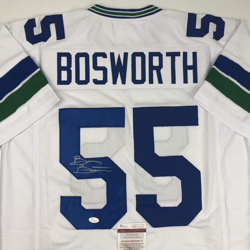 Autographed/Signed Brian Bosworth Boz Seattle White Football Jersey JSA COA