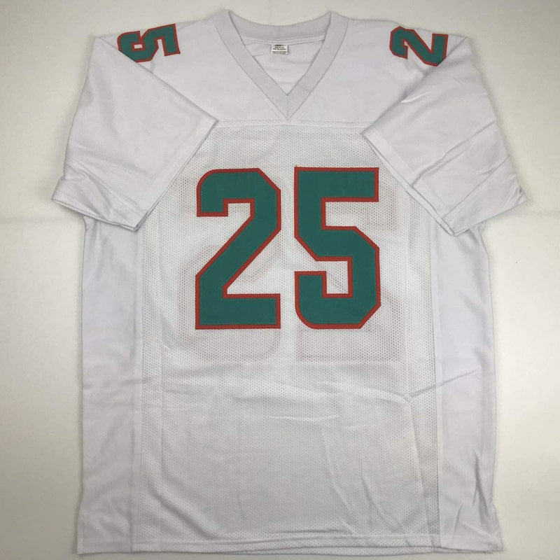 Autographed/Signed Xavien Howard Miami White Football Jersey PSA/DNA COA
