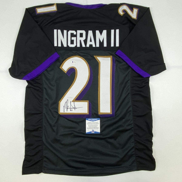 Autographed/Signed Mark Ingram II Baltimore Black Football Jersey Beckett BAS COA
